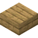 Oak Slab.png: Inventory sprite for Oak Slab in Minecraft as shown in-game linking to Oak Slab with description: Oak Slab