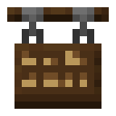 Dark Oak Hanging Sign.png: Inventory sprite for Dark Oak Hanging Sign in Minecraft as shown in-game linking to Dark Oak Hanging Sign with description: Dark Oak Hanging Sign