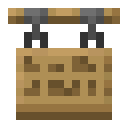 Oak Hanging Sign.png: Inventory sprite for Oak Hanging Sign in Minecraft as shown in-game linking to Oak Hanging Sign with description: Oak Hanging Sign
