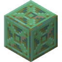 Waxed Weathered Chiseled Copper.png: Inventory sprite for Waxed Weathered Chiseled Copper in Minecraft as shown in-game linking to Waxed Weathered Chiseled Copper with description: Waxed Weathered Chiseled Copper