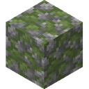 Mossy Cobblestone.png: Inventory sprite for Mossy Cobblestone in Minecraft as shown in-game linking to Mossy Cobblestone with description: Mossy Cobblestone