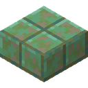 Weathered Cut Copper Slab.png: Inventory sprite for Weathered Cut Copper Slab in Minecraft as shown in-game linking to Weathered Cut Copper Slab with description: Weathered Cut Copper Slab