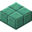 Oxidized Cut Copper Slab.png: Inventory sprite for Oxidized Cut Copper Slab in Minecraft as shown in-game linking to Oxidized Cut Copper Slab with description: Oxidized Cut Copper Slab