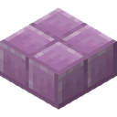 Purpur Slab.png: Inventory sprite for Purpur Slab in Minecraft as shown in-game linking to Purpur Slab with description: Purpur Slab