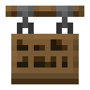 Spruce Hanging Sign.png: Inventory sprite for Spruce Hanging Sign in Minecraft as shown in-game linking to Spruce Hanging Sign with description: Spruce Hanging Sign