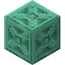 Waxed Oxidized Chiseled Copper.png: Inventory sprite for Waxed Oxidized Chiseled Copper in Minecraft as shown in-game linking to Waxed Oxidized Chiseled Copper with description: Waxed Oxidized Chiseled Copper