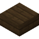 Dark Oak Slab.png: Inventory sprite for Dark Oak Slab in Minecraft as shown in-game linking to Dark Oak Slab with description: Dark Oak Slab